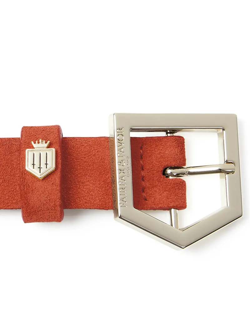 Fairfax and Favor Sennowe Belt Sunset Orange Suede-1